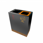 TACORA PC litter receptacle with 2 compartments for waste and recycling, powder coated metal, top view5