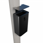 ZENIPOLE PC wall mounted metal street trash can angled view