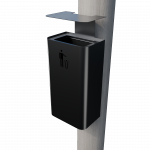 ZENIPOLE PC wall mounted metal street trash can side view