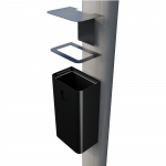 ZENIPOLE PC wall mounted metal street trash can, exploded view showing components