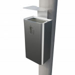 ZENIPOLE SST wall mounted stainless steel street trash can, side view