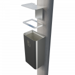 ZENIPOLE SST wall mounted stainless steel street trash can, exploded view showing components