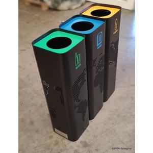 ECOMONDE PC Metal Recycling Bins with World Map