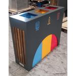 ELM PCW modern recycle bin station in sheet metal and wood