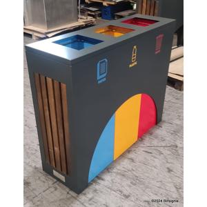 ELM PC modern recycle bin station in powder coated sheet metal