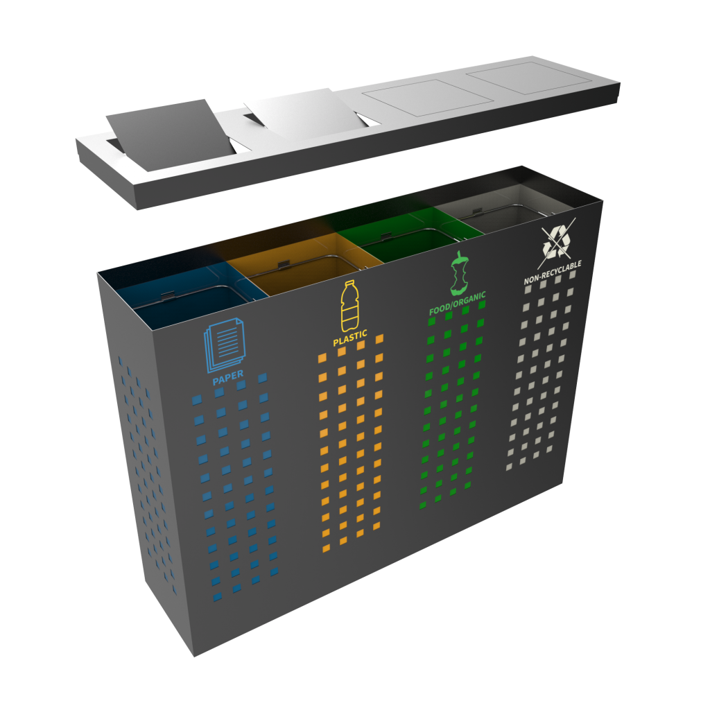 ALBRIS PC color coded sheet metal selective recycle bin - Binsignia®