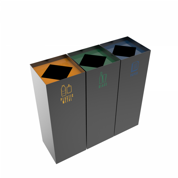 CIMON PC classic set of recycle bins made of sheet metal - Binsignia®