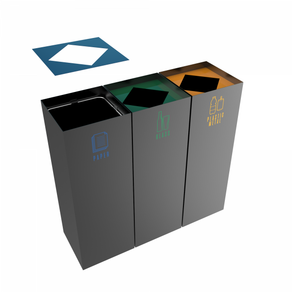 CIMON PC classic set of recycle bins made of sheet metal - Binsignia®