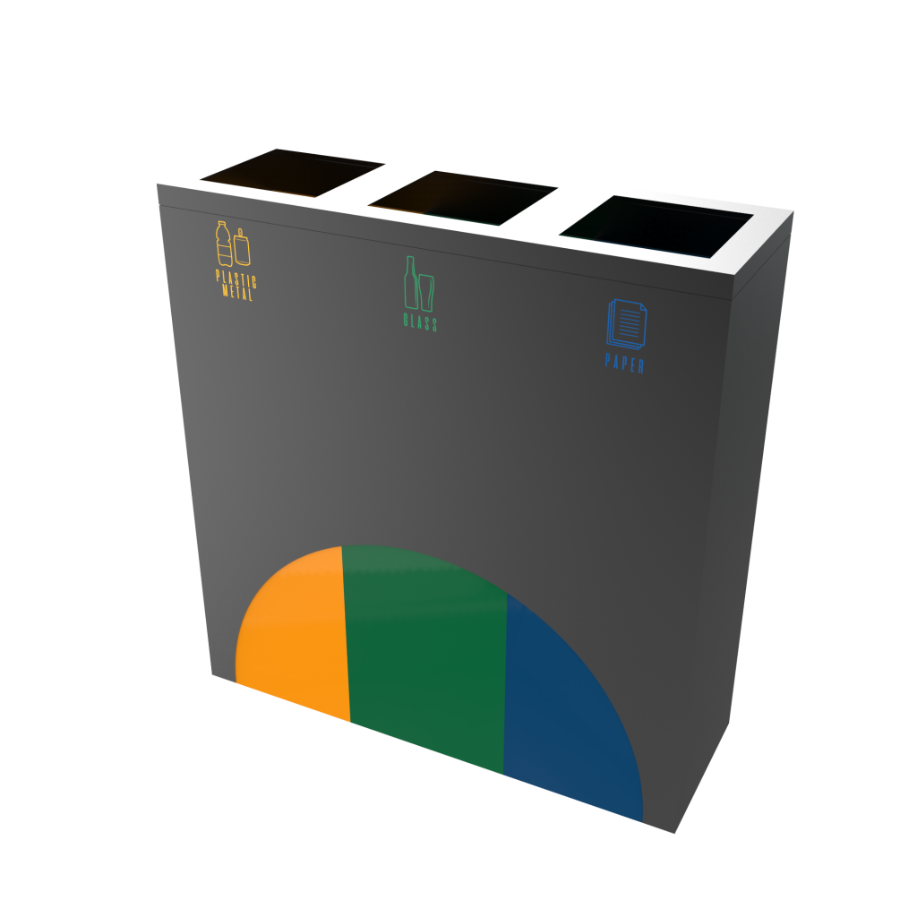 ELM PC modern recycle bin station in powder coated sheet metal - Binsignia®