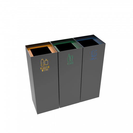 MEDELE PC modern urban recycle bins in sheet metal - Binsignia®