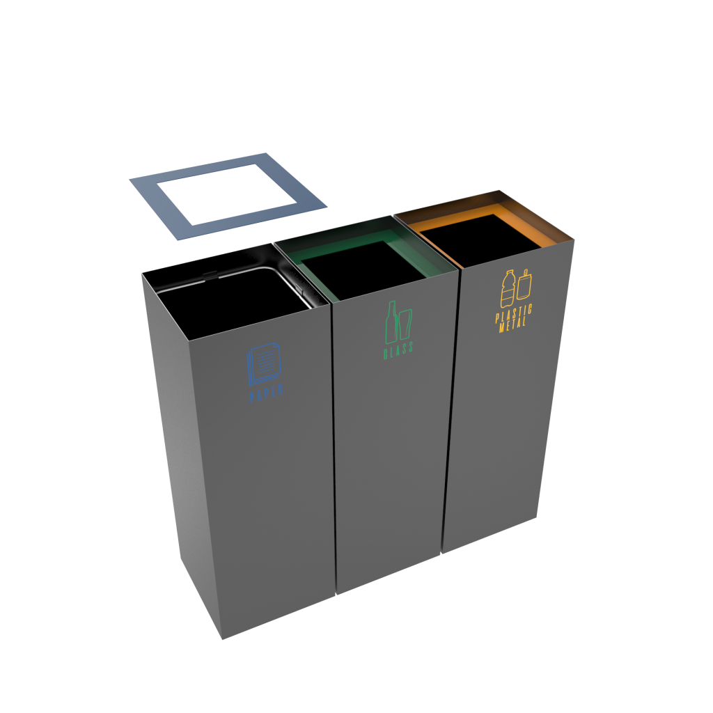 MEDELE PC modern urban recycle bins in sheet metal - Binsignia®