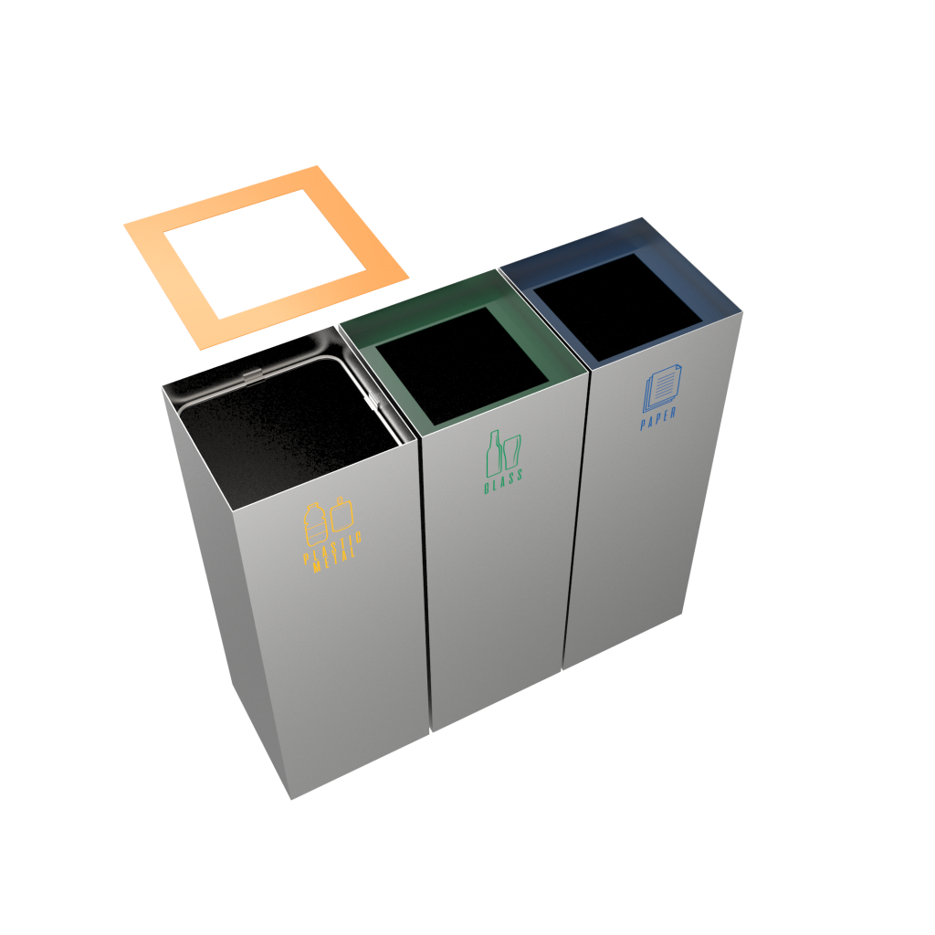 MEDELE SST modern urban recycle bins in stainless steel - Binsignia®